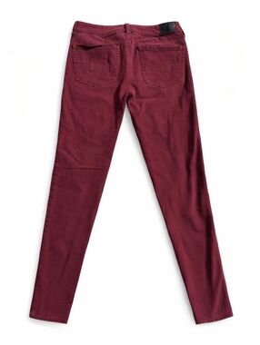 American Eagle Outfitters Stretch Skinny Jeans Women's Size 0 Burgundy Low Rise